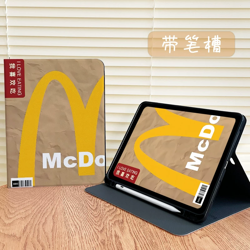 Защита чехол для iPad11 совместимый 2025 планшетный чехол air5/6 шелковый рисунок 10-е поколение книга 2021 ретро простой pro11 все включено 10.2 слот для ручки 2017/2018 спящий режим будильник mini6/7