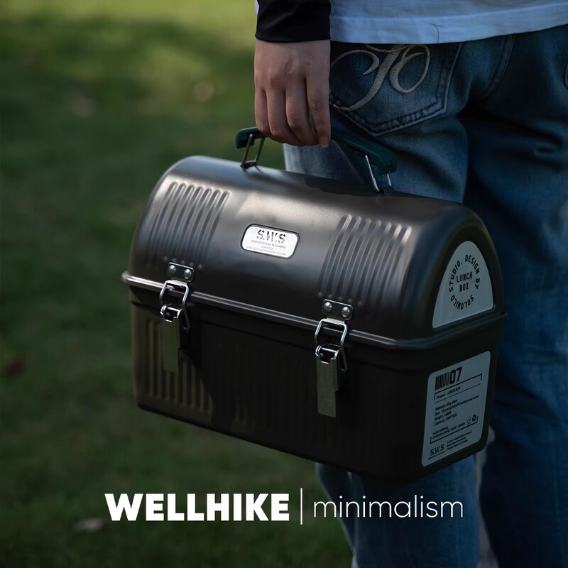 Wellhike Outdoor Sws Metal Lunch Box Retro Camping Accessories Fishing Coffee Tea Storage Tool Box