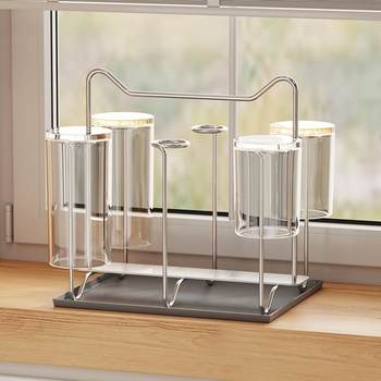 Stainless steel 304 desktop upside down drainage cup holder high-value kitchen storage rack storage rack tea cup holder household use