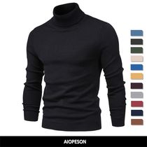 2024 New Winter Men Turtleneck Sweater Casual Solid Color Wa