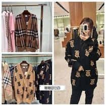 (Fashion Big Brand) Plaid Striped V-neck Wool Sweater Womens Sweater Cardigan Jacket