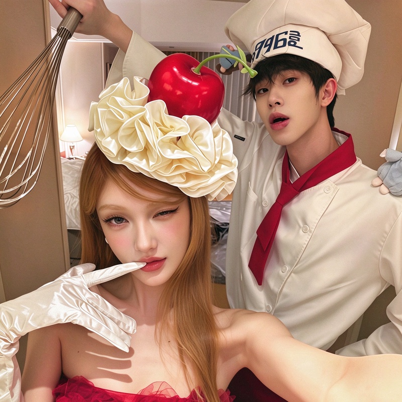 【Halloween Cosplay Costume】Cherry Cake Cosplay Costume, Sweet and Cute Couple Cosplay Props, Christmas Outfit