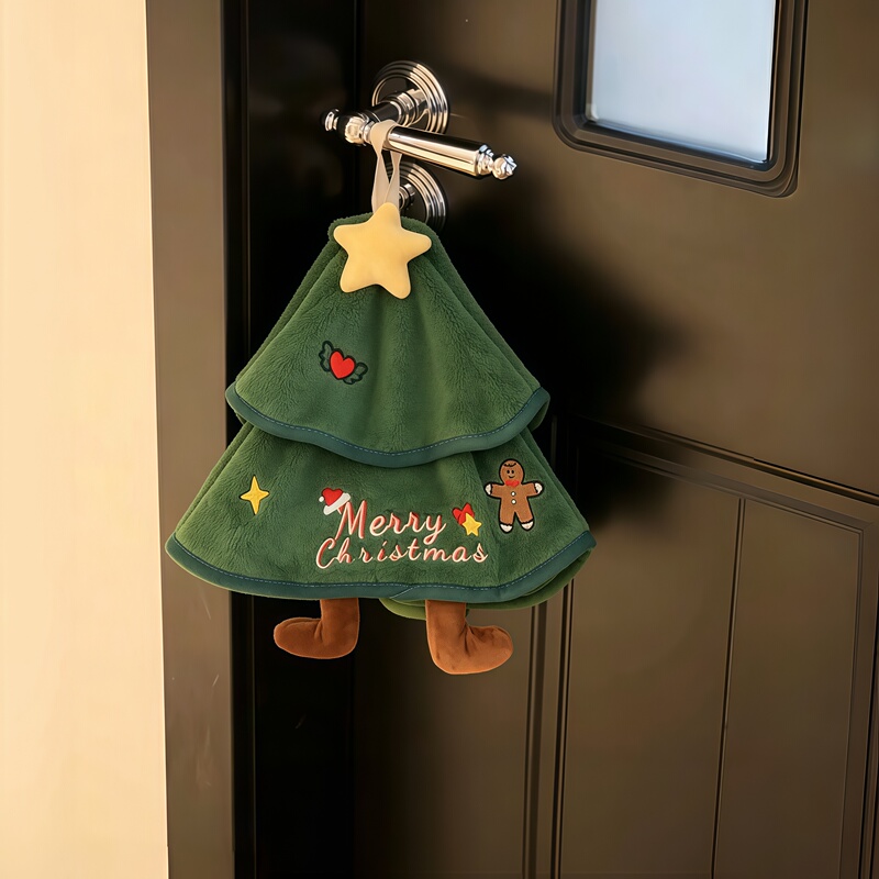 Christmas Tree Hand Towel Hanging Type Cute Towel Household Bathroom Handkerchief Absorbent Christmas Atmosphere Decoration Christmas Tree Hand Towel Hanging Type Cute Towel Household Bathroom Handkerchief Absorbent Christmas Atmosphere Decoration