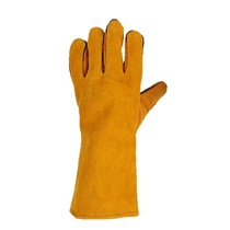 Welding gloves cowhide lining welding gloves wear-resistant lengthened thickened high-temperature resistant labor protection gloves orange