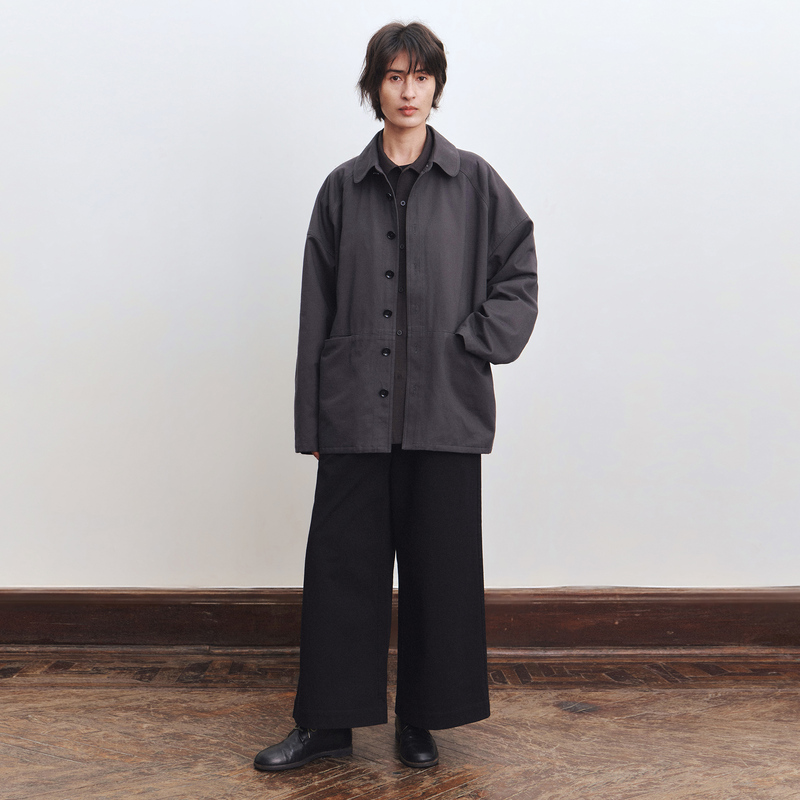 Orchidpiece'Midare' Japanese-Made Black Cotton Wide-Leg Straight Pants