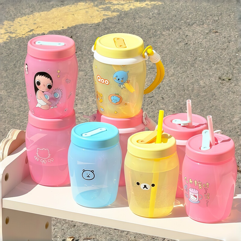 Macaron Jelly Cup Coffee Takeaway Cold Brew Cup Food-Grade Milk Suction Cup Kindergarten Anti-Fall Travel Cup