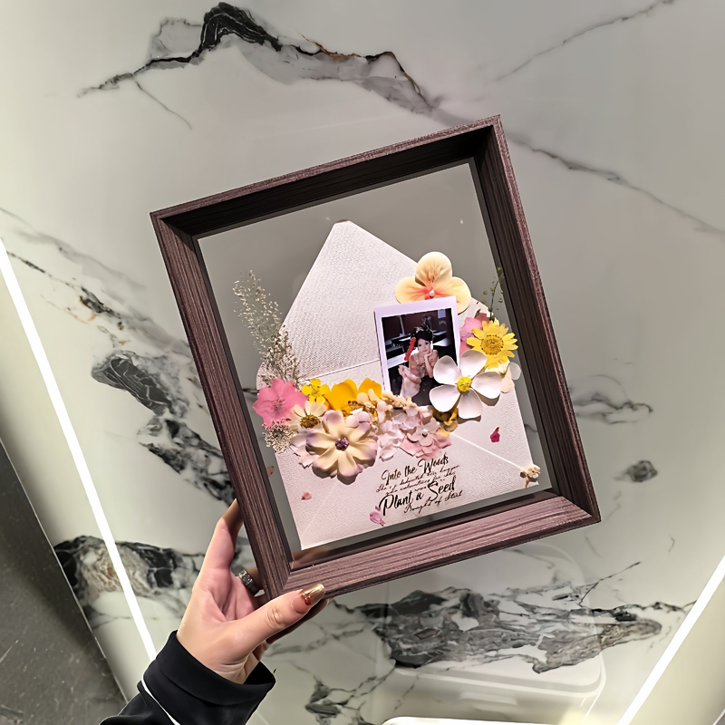 [Letter from Spring] Handmade DIY Dried Flower Photo Frame Material Kit, Pressed Flower Envelope Photo Display, Emotional Memory Frame
