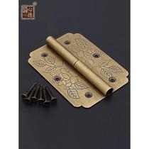 Chinese style cabinet door removable folding hinge flat opening antique hinge brass hinge full door lotus leaf wooden door hinge