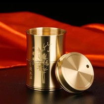 Pure copper toothpick holder creative high-end household toothpick box portable bedroom dining room living room dustproof toothpick jar