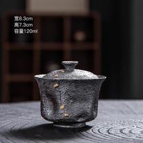 New Xuantie Ercai bowl tea cup rock ore iron tire hand-kneaded ceramic bubble Kung Fu tea set Chinese style single household bubble