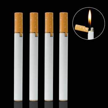 Mini personalized metal cigarette shape creative grinding wheel open flame inflatable lighter smoking set direct sales non-return machine