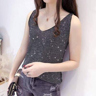 Original order for foreign trade: Italian luxury women's clothing clearance. European products: ice silk halter top, loose women's T-shirt, V-neck base layer