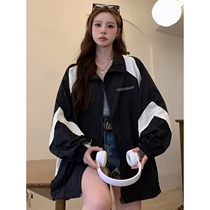 Li Ning Contrast Color Sun Protection Clothing Womens 2024 Summer New Hong Kong Style Loose Large Size Casual Ice Silk Sports Jacket Outerwear