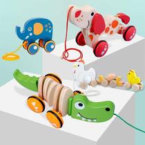 Childrens drag toddler pull rope pull puppy toy car baby hand pull can run pull rope pull toy