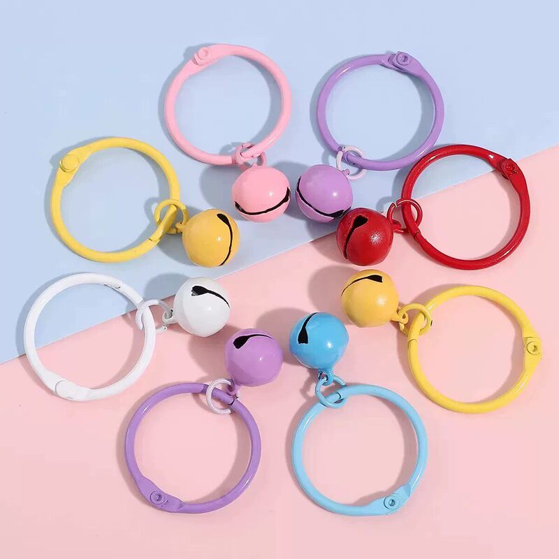 Colorful Metal Keychain with Bell DIY Accessories Candy-Colored Bag Pendant Key Ring Decoration Simple and Creative