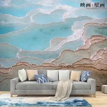 Nordic abstract pastoral landscape wallpaper living room TV background wallpaper sofa 3D three-dimensional non-woven seamless mural