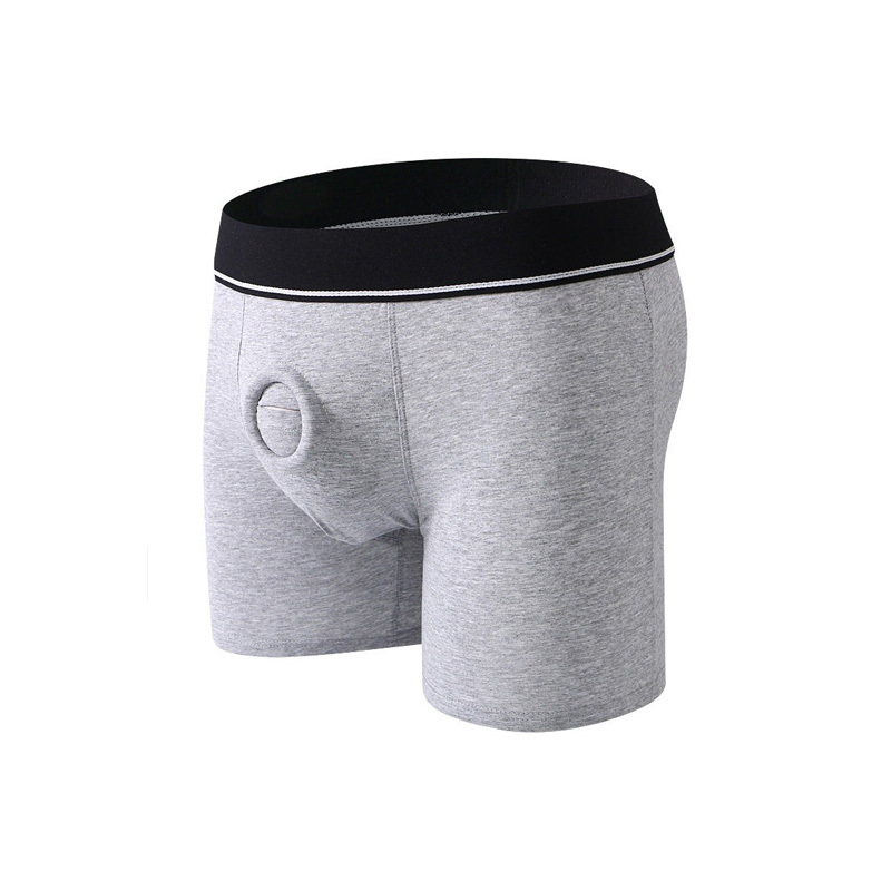 Men's Boxer Briefs with Holes, Separate Special Crotchless Extension, Sexy Silicone Jj Set, Locking Sperm Ring Underwear, Men's Fun
