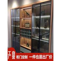 Minimalist glass cabinet door custom wine cabinet bookcase cupboard glass door with aluminum alloy tempered glass wardrobe door