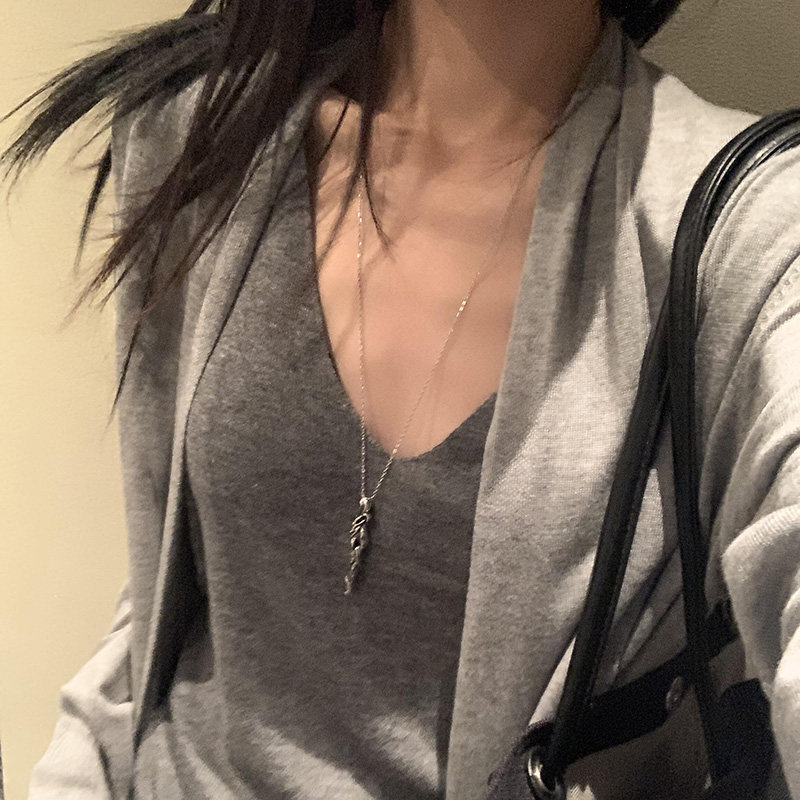 Y2K亚文化枯木吊坠项链女小众设计哥特毛衣炼甜酷辣妹锁骨链配饰