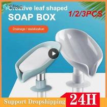 1 2 PCS Transparent Leaf Shape Soap Box Drain Soap Holder