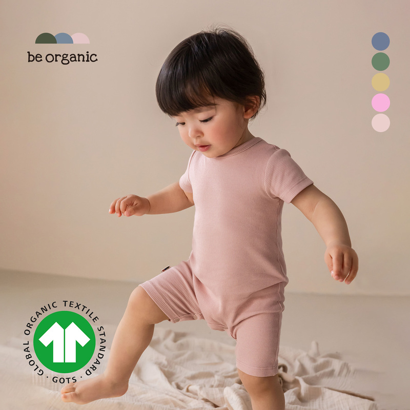 Be Organic【Ribbed Short-Sleeve Romper】Gots Certified Summer Breathable High-Elastic Jumpsuit Be Organic【Ribbed Short-Sleeve Romper】Gots Certified Summer Breathable High-Elastic Jumpsuit