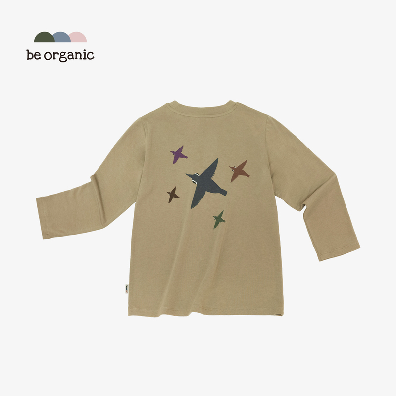 [Clearance of Discontinued Sizes] Be Organic Merino Wool Blend Children's Outdoor Tencel T-Shirt Long Sleeve for Bird Watching