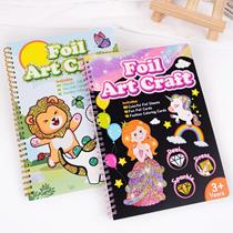 Magic art sticker book for children princess animal handmade diy scratch painting coil book coloring magic art painting