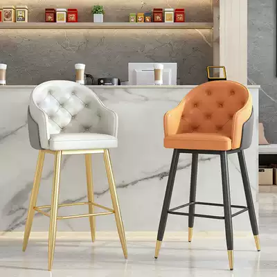 Light luxury household bar stool high stool Bar stool bar chair bar chair Modern simple backrest front desk high stool