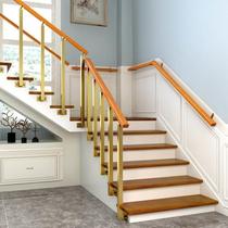 Simple guardrail high-rise balcony indoor loft solid wood railing column wrought iron fence stair handrail child safety
