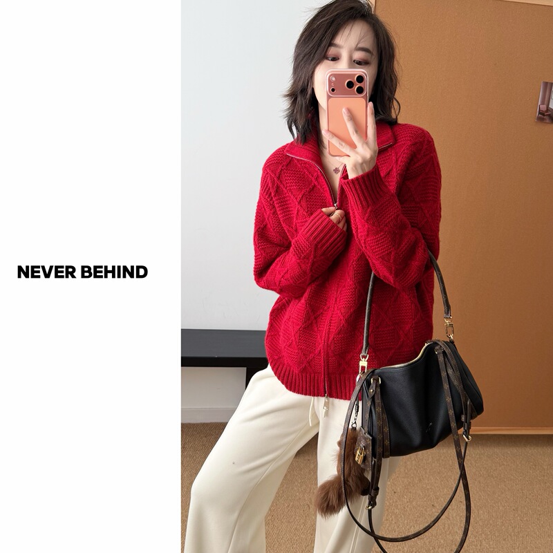 9.12 【Nostalgic】 Pongjing Series High-End Zipper Thickened 100% Cashmere Sweater Cardigan 640~670g 9.12 【Nostalgic】 Pongjing Series High-End Zipper Thickened 100% Cashmere Sweater Cardigan 640~670g