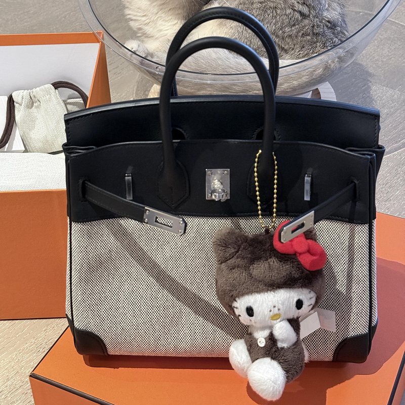 Fully Handmade Waxed Thread New Canvas Platinum Bag with Swift Leather Genuine Leather Bk25/30Cm Kelly Bag Handbag for Women