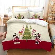 Mickey Christmas Bedding Set Cartoon Lovely Couple Single Tw