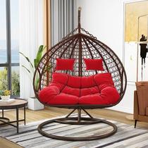 Double hanging basket rattan chair living room balcony bedroom home indoor single rocking chair swing internet celebrity lazy outdoor hanging chair