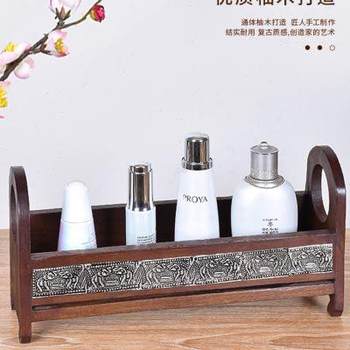 Thailand imported solid wood storage box cosmetics dressing table light luxury storage rack household retro wooden storage box