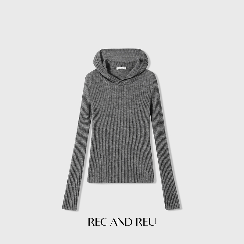 Rec and Reu 【Thin Hoodie】 Layered with Tiancai Hooded Paperboy Relaxed Merino Wool Knitwear