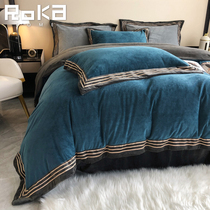 Winter Thickened Baby Suede Four Pieces Upscale Hotel Wind Warm Baby Suede Quilt Cover Short Plush Encrypted Double-sided Suede