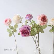 1VPR flower French retro focus edge rose living room table decoration fake flower bouquet flower arrangement photography bionic flower