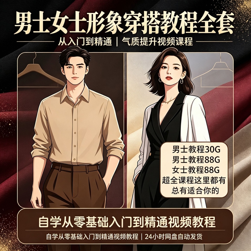 Men's and Women's Fashion Tutorials, Clothing Matching and Dressing Techniques Courses, Female Image Design and Dressing Teaching Materials