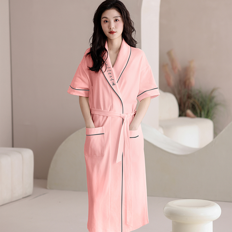 Nightgown for Women Summer Pure Cotton 2026 New Fashion Sexy Short-Sleeved Mid-Length Dressing Gown Lace-Up Bathrobe Pajamas Nightgown for Women Summer Pure Cotton 2026 New Fashion Sexy Short-Sleeved Mid-Length Dressing Gown Lace-Up Bathrobe Pajamas