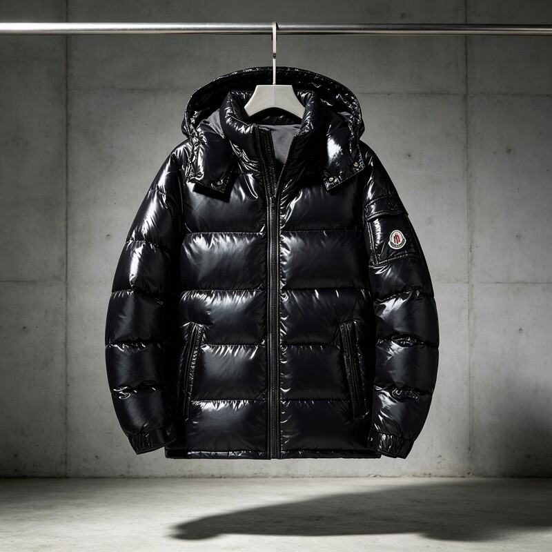 Moncler Maya down Jacket for Men, Winter Outdoor Short Black Coat, Unisex Hooded Puffer Jacket