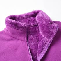 Plush velvet thickened outdoor velvet womens fleece polar warm jacket with loose hand grip OUE grip cardigan top jacket