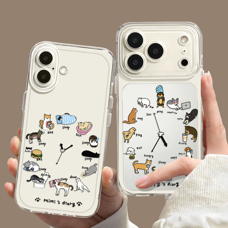 A Day in the Life of a Cat and Dog Suitable for Apple 17Promax Phone Case Iphone16Pro Kitten and Puppy 15Plus Clock 14 Couple Style 13 Soft Case 12 Anti-Drop Air Creative 11 Personalized Protective Case A Day in the Life of a Cat and Dog Suitable for Apple 17Promax Phone Case Iphone16Pro Kitten and Puppy 15Plus Clock 14 Couple Style 13 Soft Case 12 Anti-Drop Air Creative 11 Personalized Protective Case
