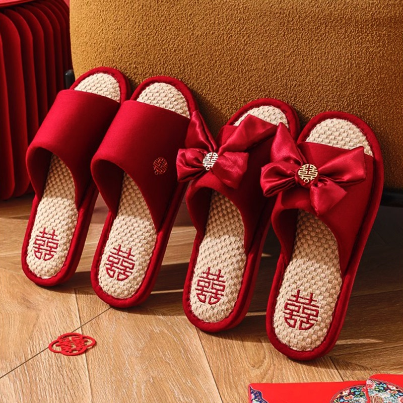 Japanese Imported 2026 New Model Four-Season Wedding Slippers, Festive Red, a Pair for Newlyweds, Dowry for Couples Japanese Imported 2026 New Model Four-Season Wedding Slippers, Festive Red, a Pair for Newlyweds, Dowry for Couples
