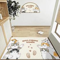 ins cartoon household silk circle door mat entrance carpet entrance door rub soil foot mat can be cut PVC mat cat