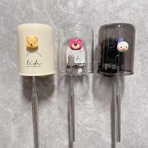 Childrens toothbrush cup and toothbrush rack without punching wall-mounted mouthwash cup rack for couple and family of three toothbrushes