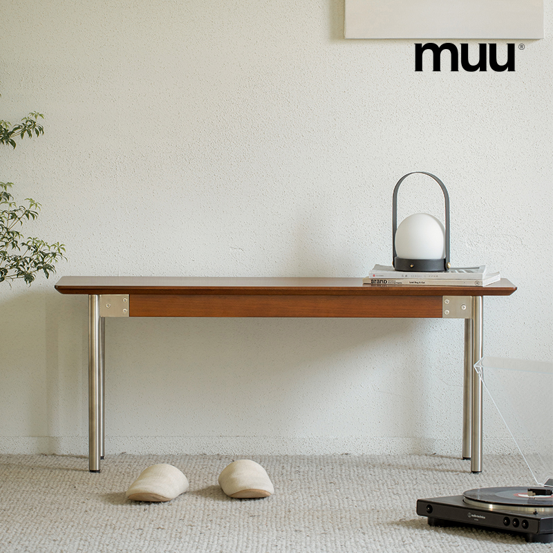 MUU 北欧風無垢材ベンチ 日本製ダイニングチェアベンチ レトロログロングベンチ ポーチシューズベンチ 玄関ベンチ