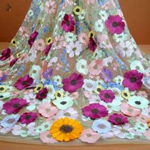 High-End Embroidered Fabric 3D Appliqué Embroidery Lace Fabric