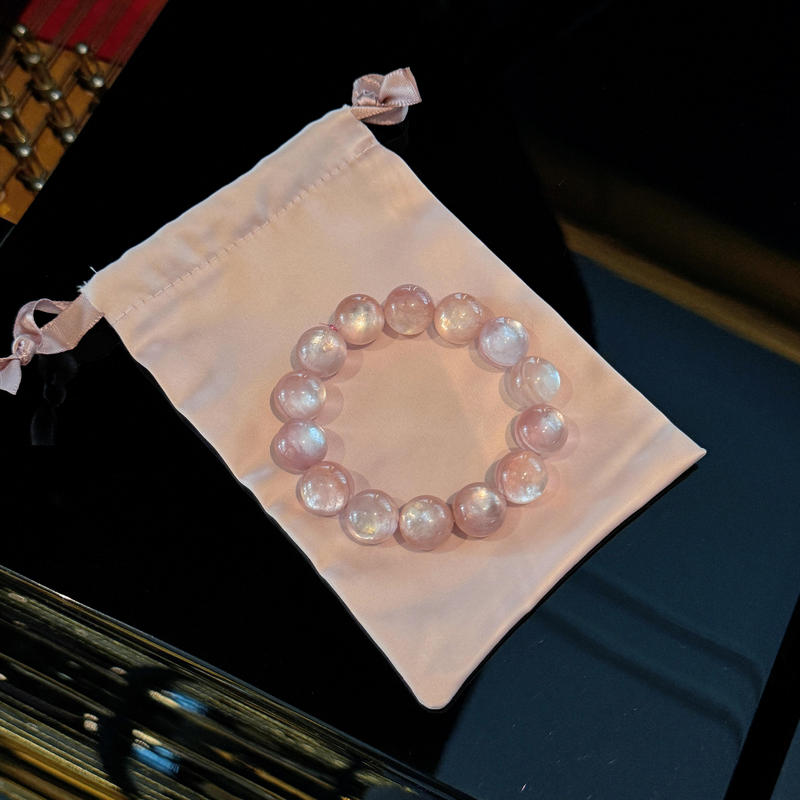 Gentle Pink Lithium Bracelet with a Simple and Versatile Design, Perfect for a Girly Spring Vibe, Suitable for Outings and Dates, and Makes Your Skin Look Fairer