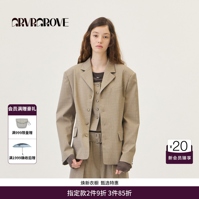 Grvr Grove Official Flagship Store 2026Ps Spring Suit Jacket Korean Style Casual Silhouette Gp26Jkc60 Grvr Grove Official Flagship Store 2026Ps Spring Suit Jacket Korean Style Casual Silhouette Gp26Jkc60