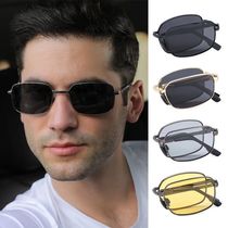 Portable Folding Polarized Sunglasses for Men Square Metal
